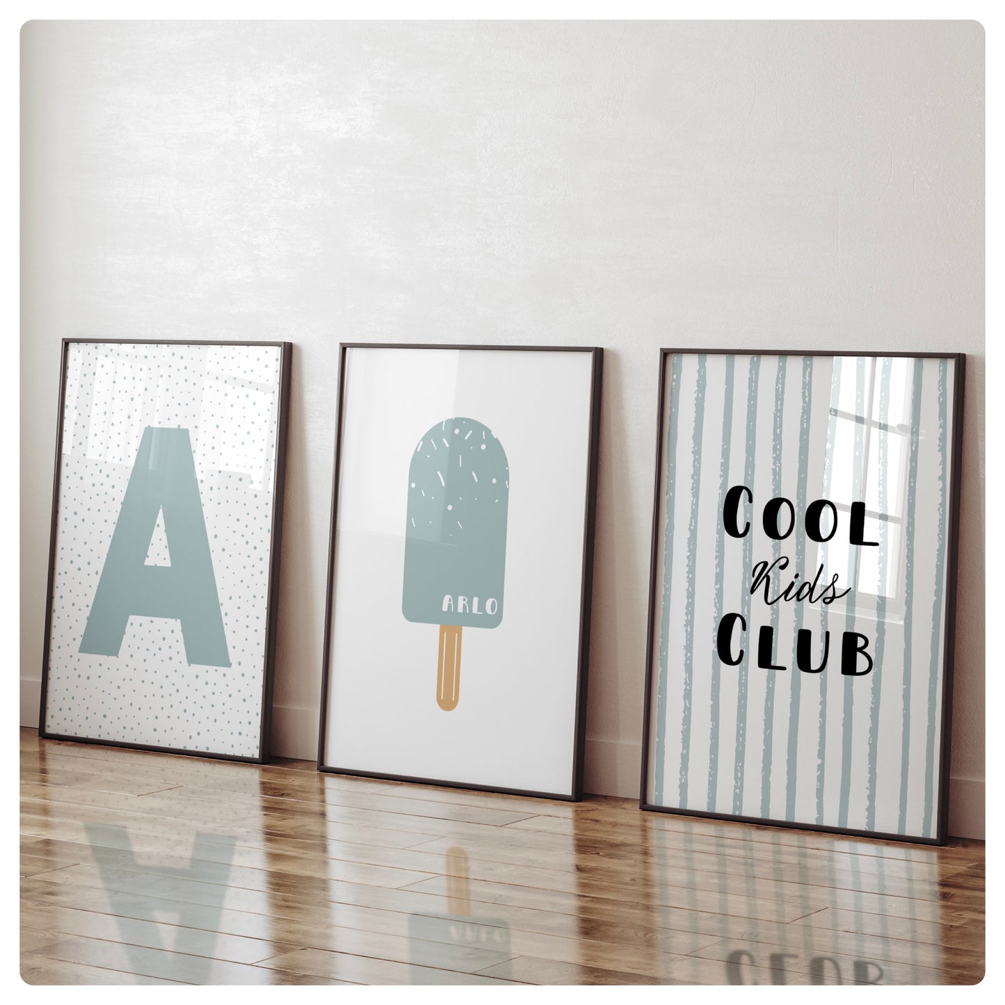 Ice lolly “ cool kids club” personalised set of 3 prints