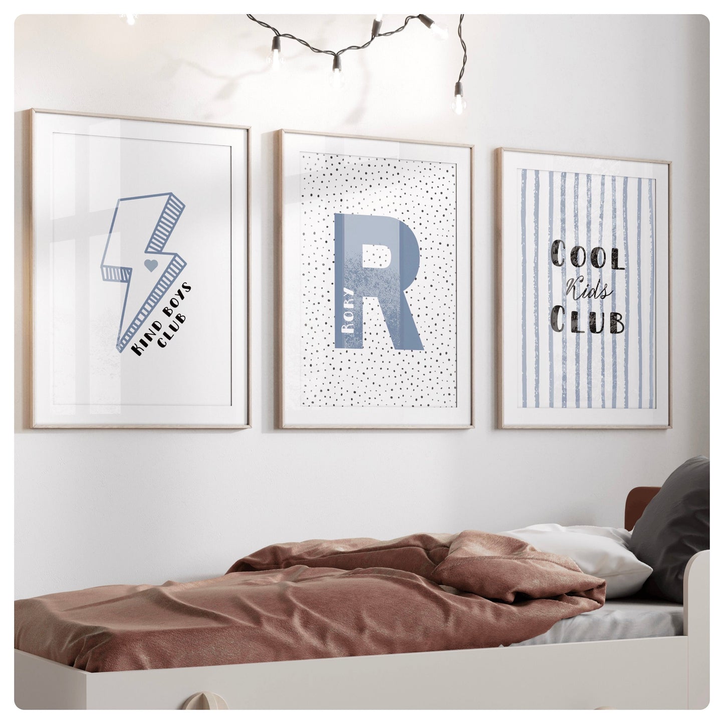 Boys quoted personalised set of 3 prints
