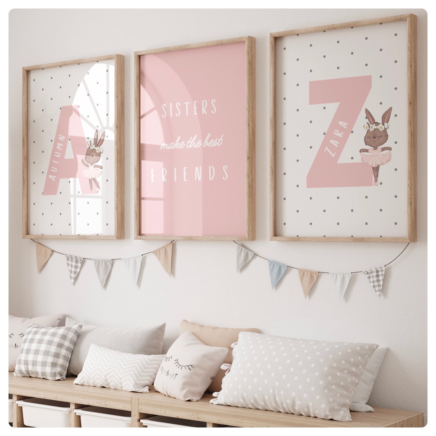 Ballerina sisters set of 3 prints