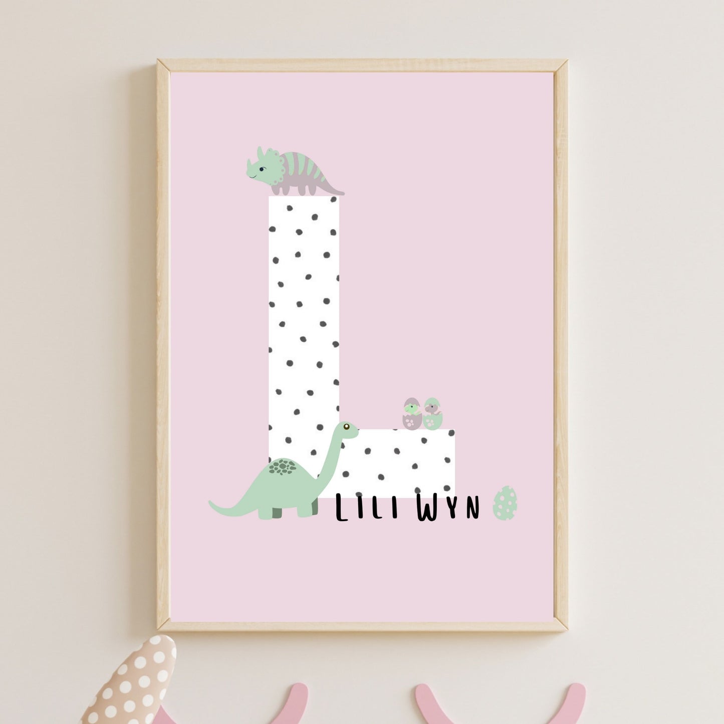 Dinosaur green personalised print