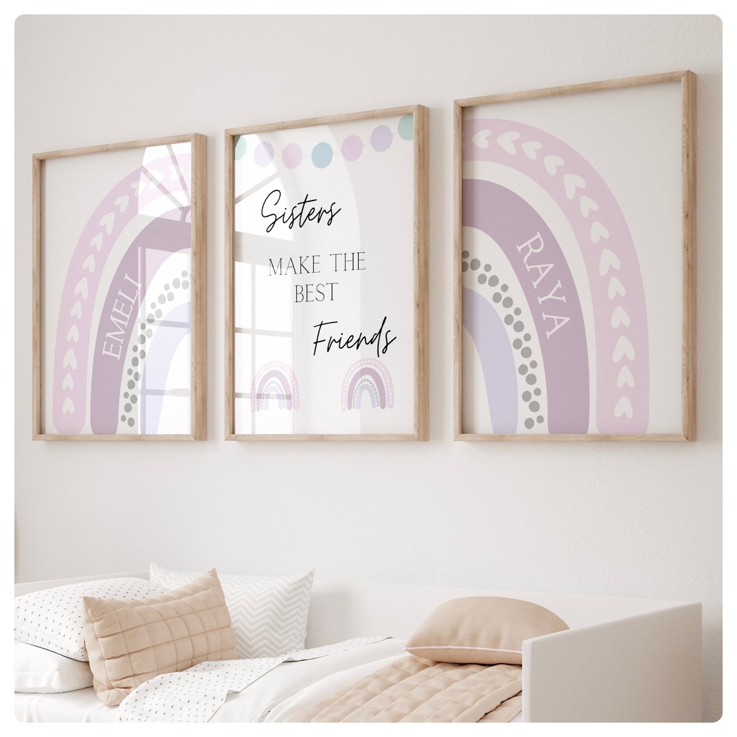 Rainbow sibling set of 3 prints