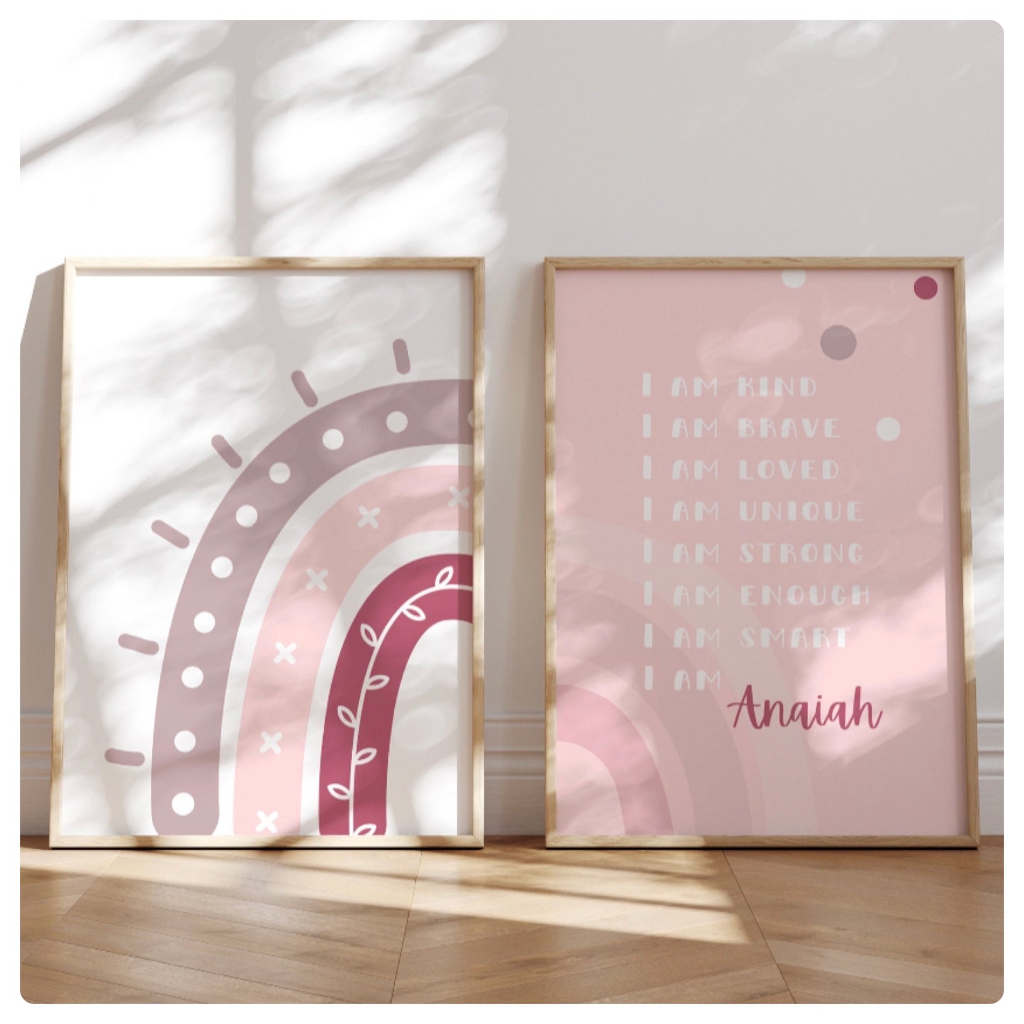 Rainbow affirmation personalised set of 2 prints