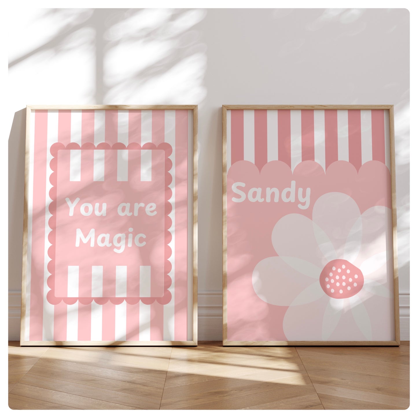 Affirmation “you are magic” personalised pink quote set of 2 prints