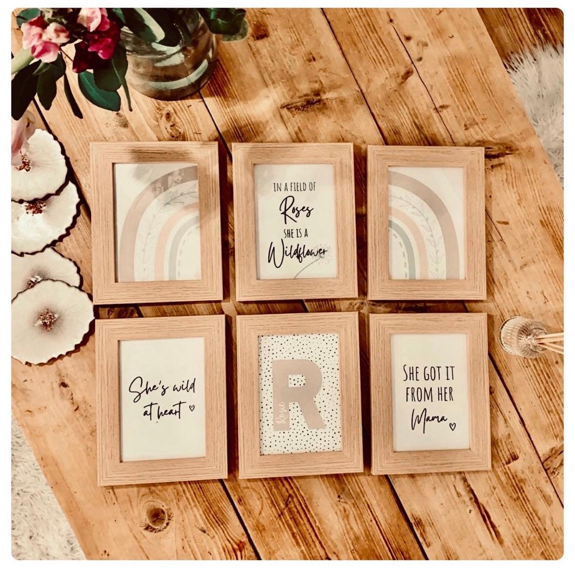 Rainbow girly quotes personalised se of 6 prints