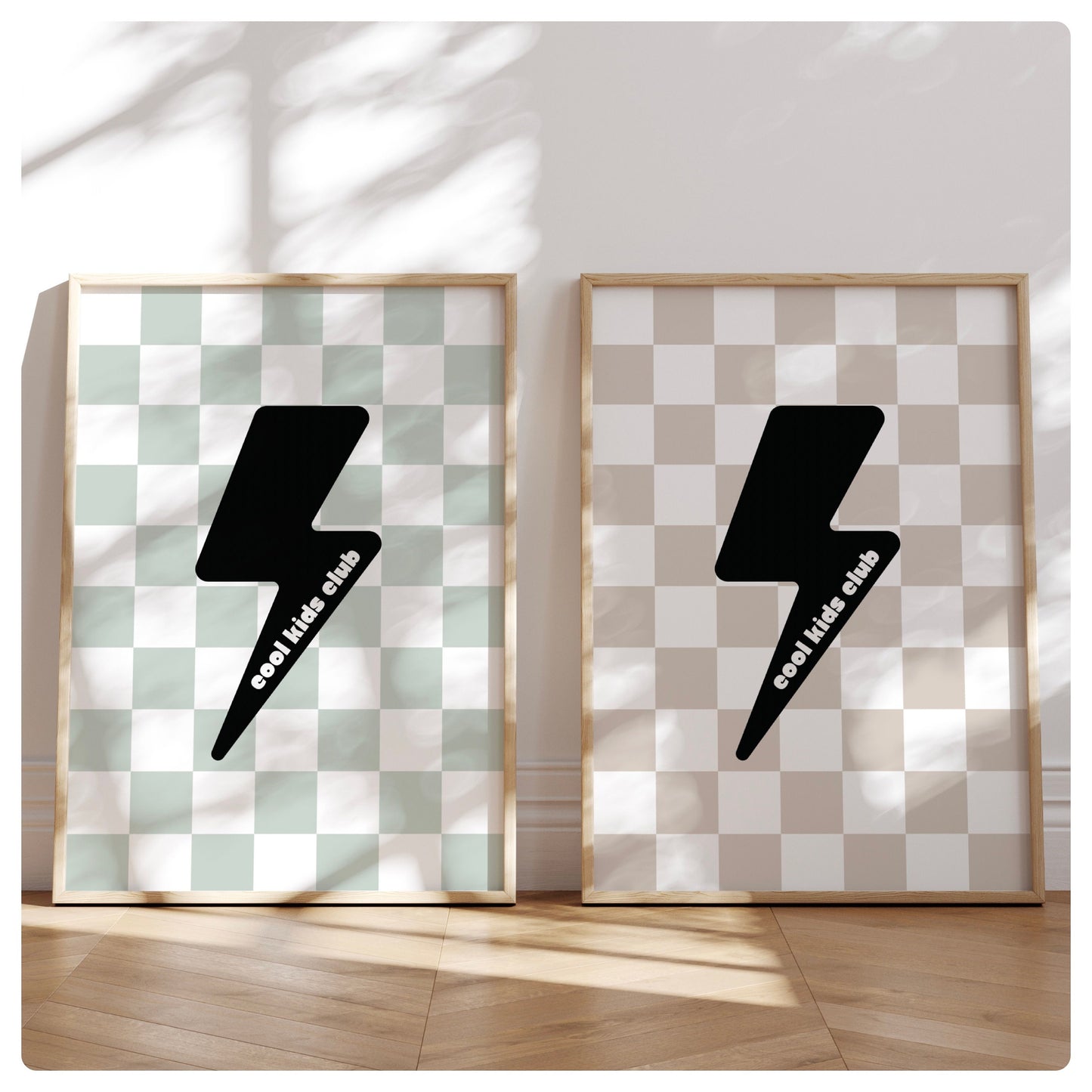 Cool kids club lightening print - green or beige