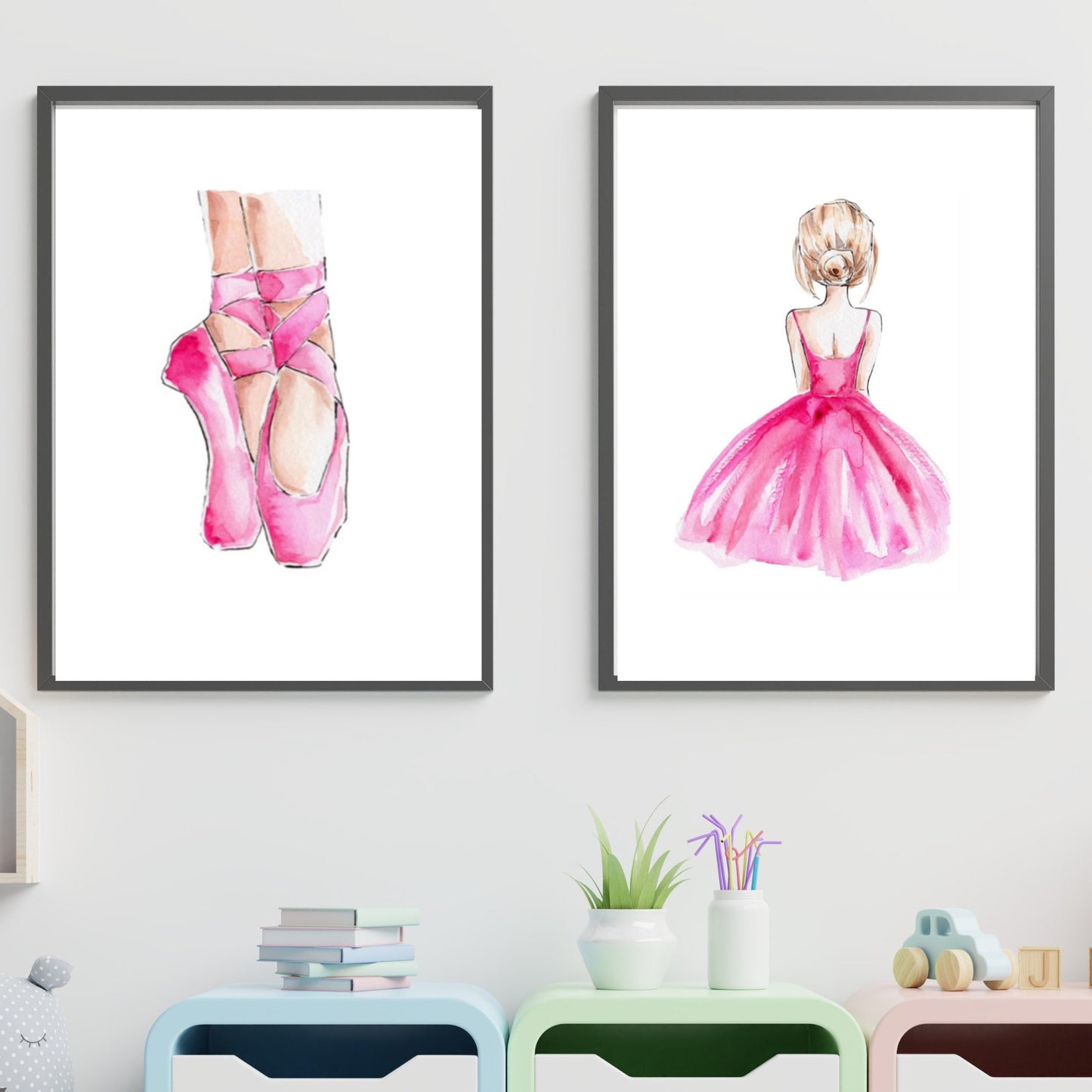 Ballerina pink set of 2 prints