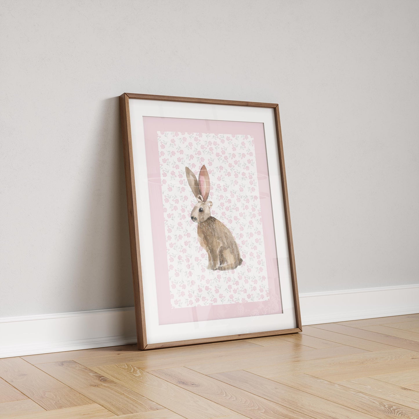 cute rabbit pink flower print