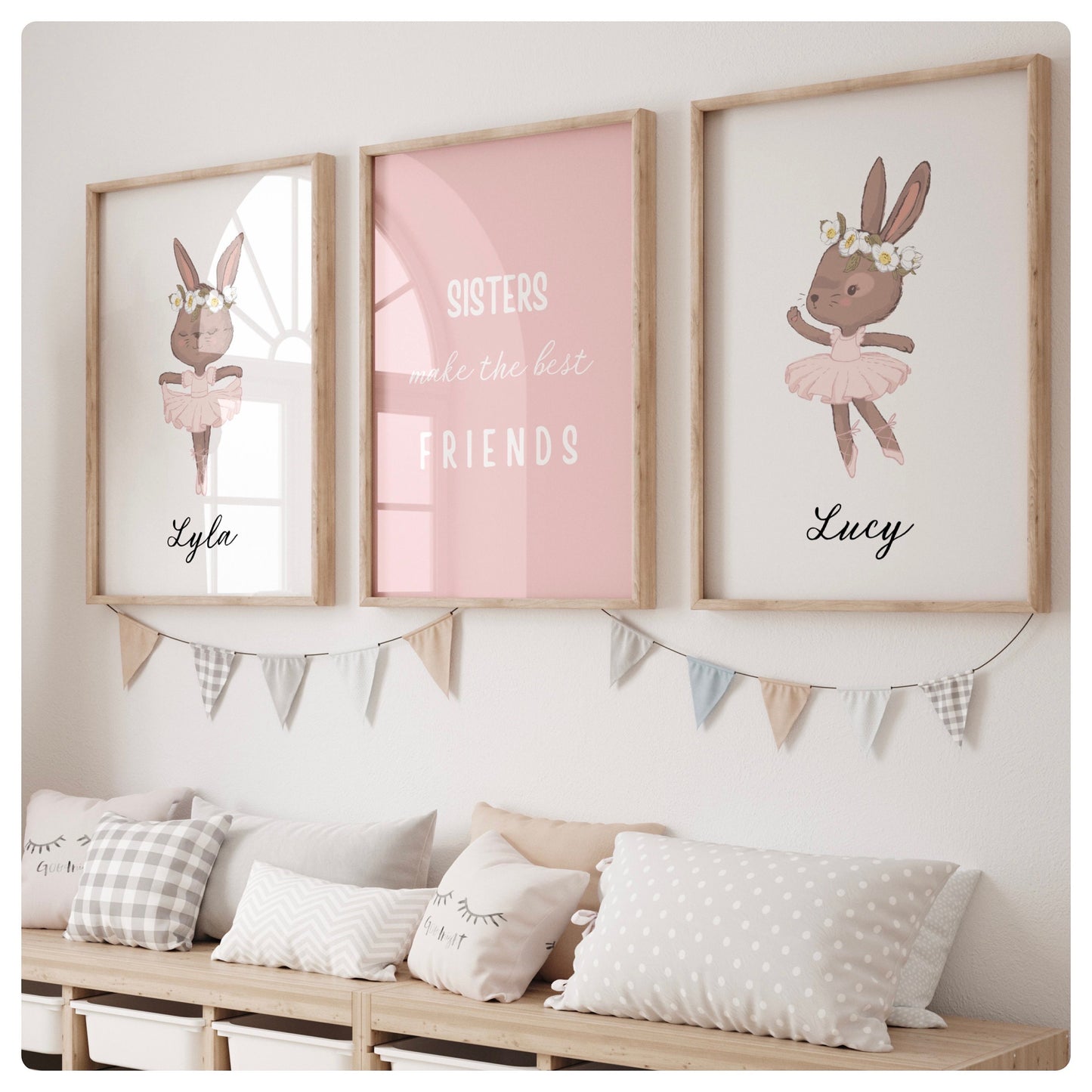 Ballerina sisters set of 3 prints