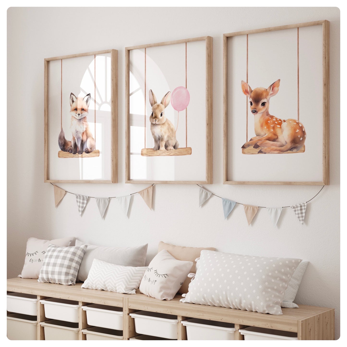 Woodland cute baby animals set of 3 prints