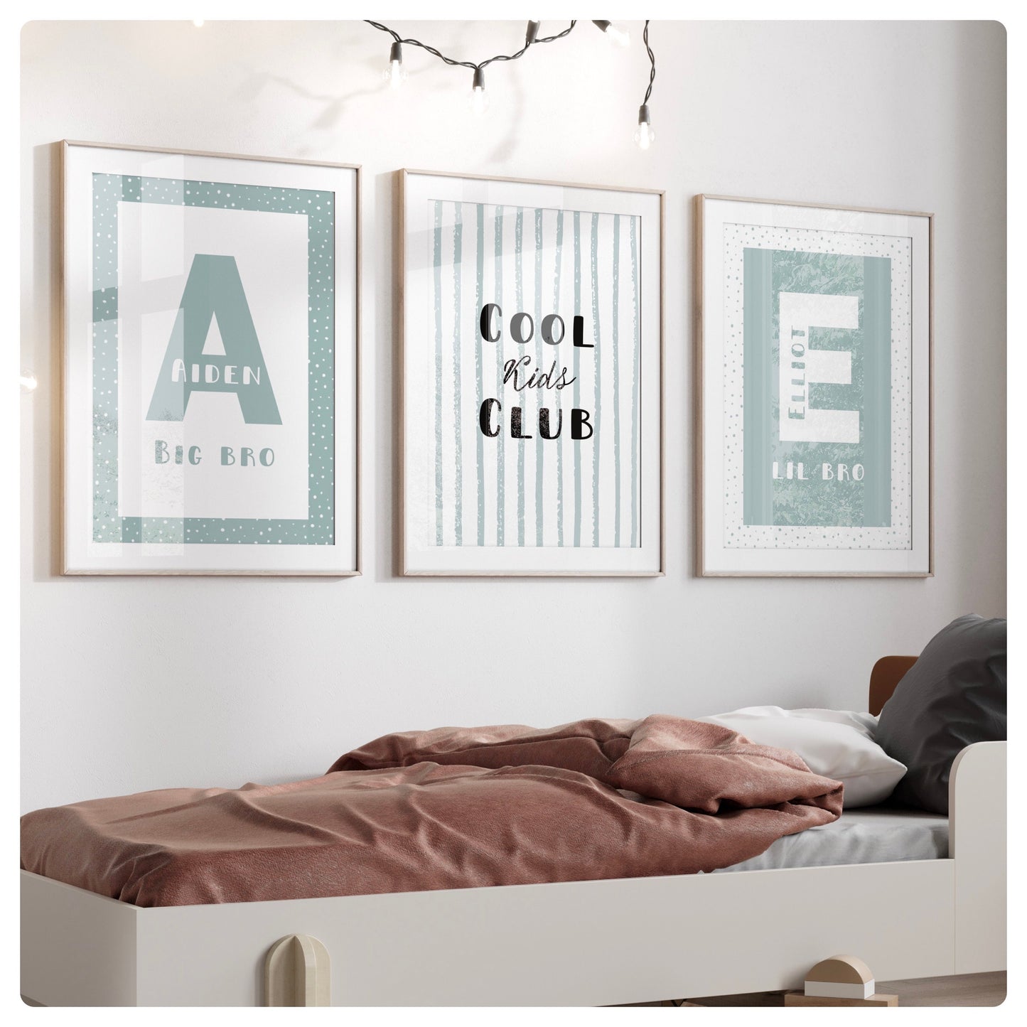 Brothers “cool kids club” personalised set of 3 prints