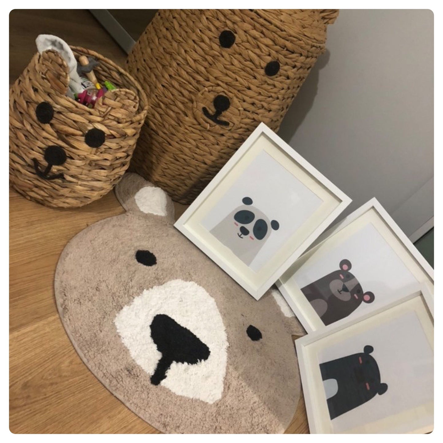 Boho neutral style bear set of 3 prints