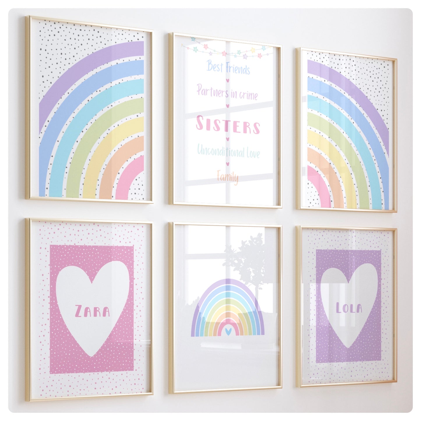 Rainbow bright sisters set of 6 prints
