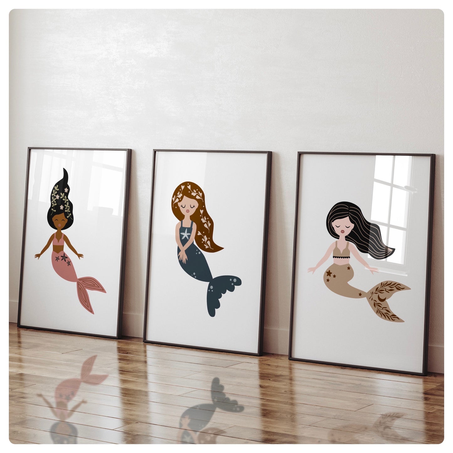 Mermaid neutral set of 3 prints