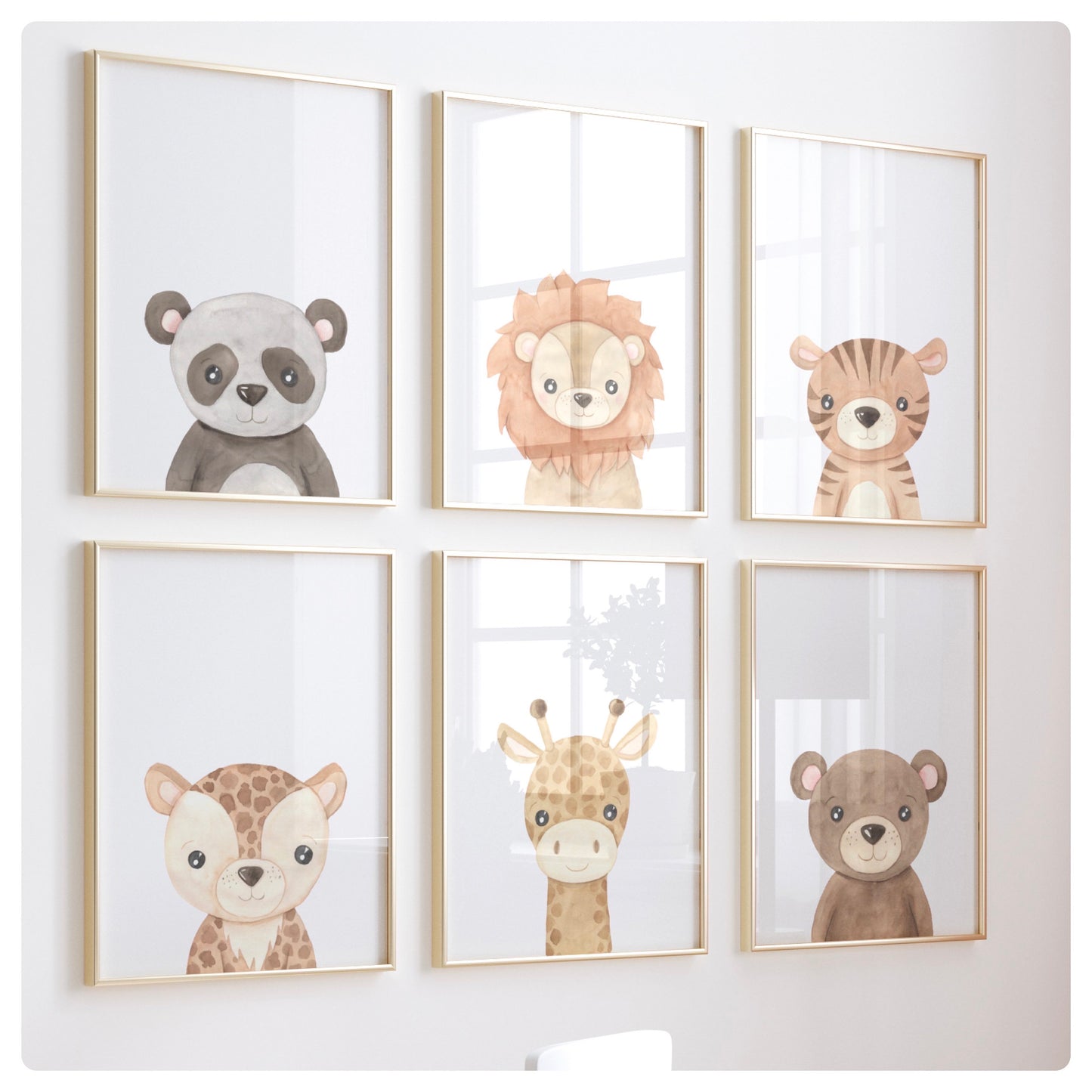 Safari animal set of 6 prints