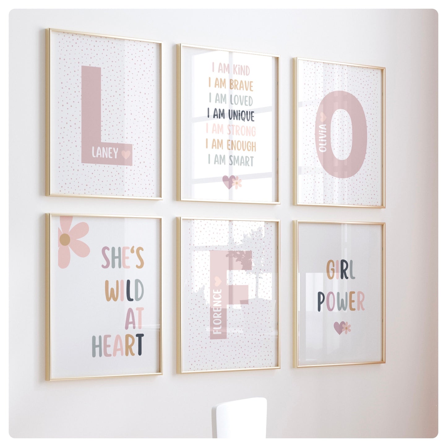 Affirmation girly mix & match set of 2,3,4,6 or 9 prints