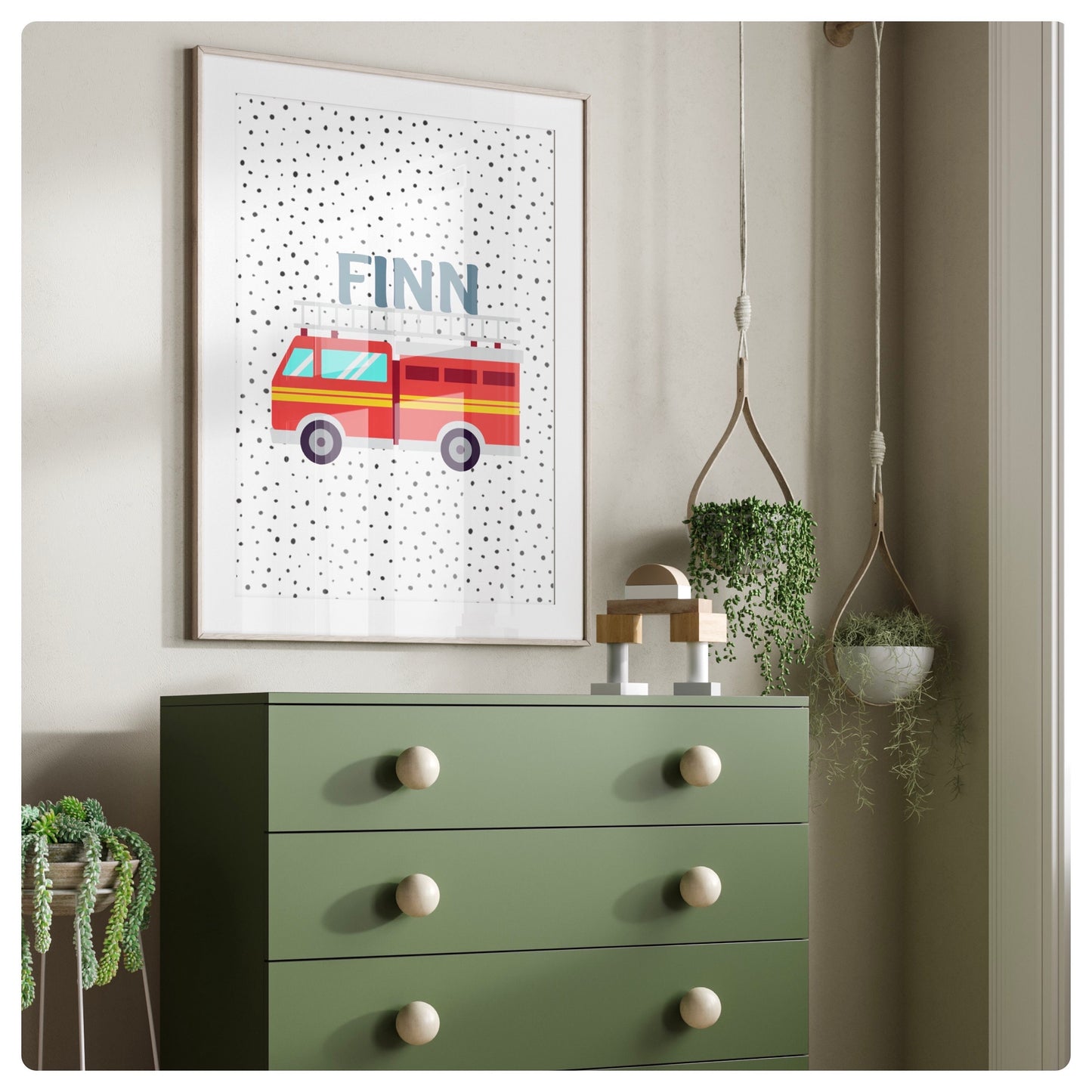Fire engine personalised print