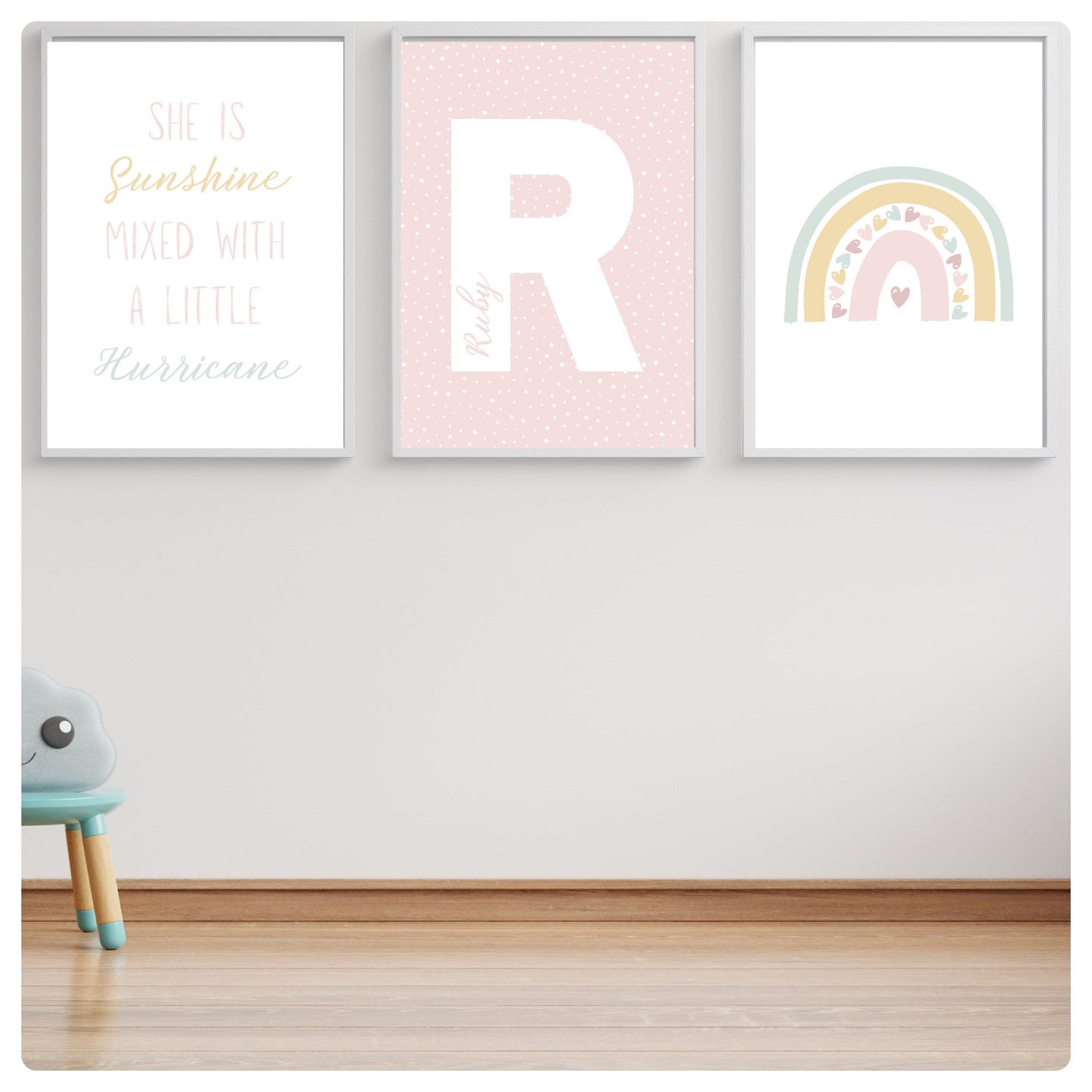 Boho “she is sunshine mixed with a little hurricane” set of 3 prints