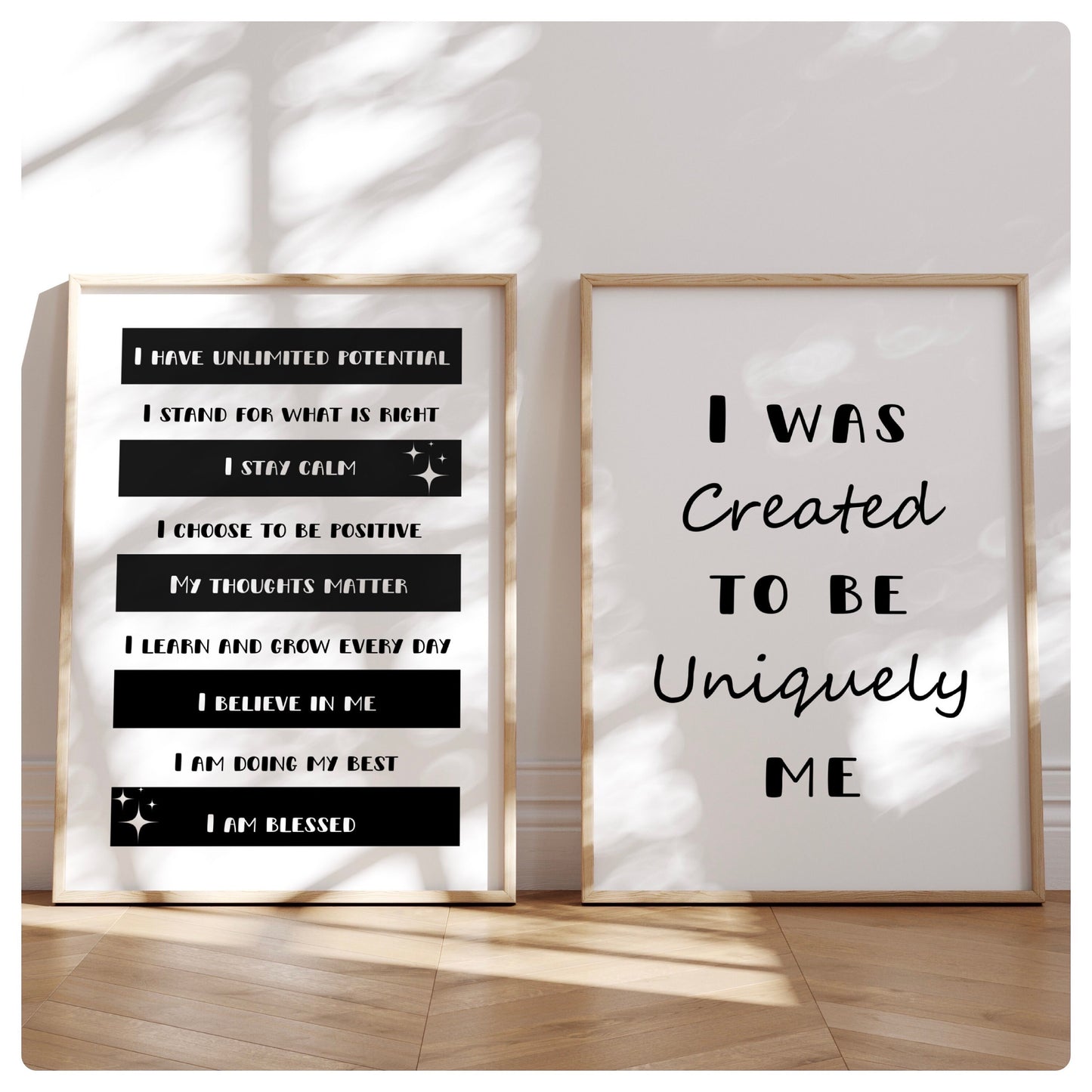 Affirmation black & white set of 2 prints