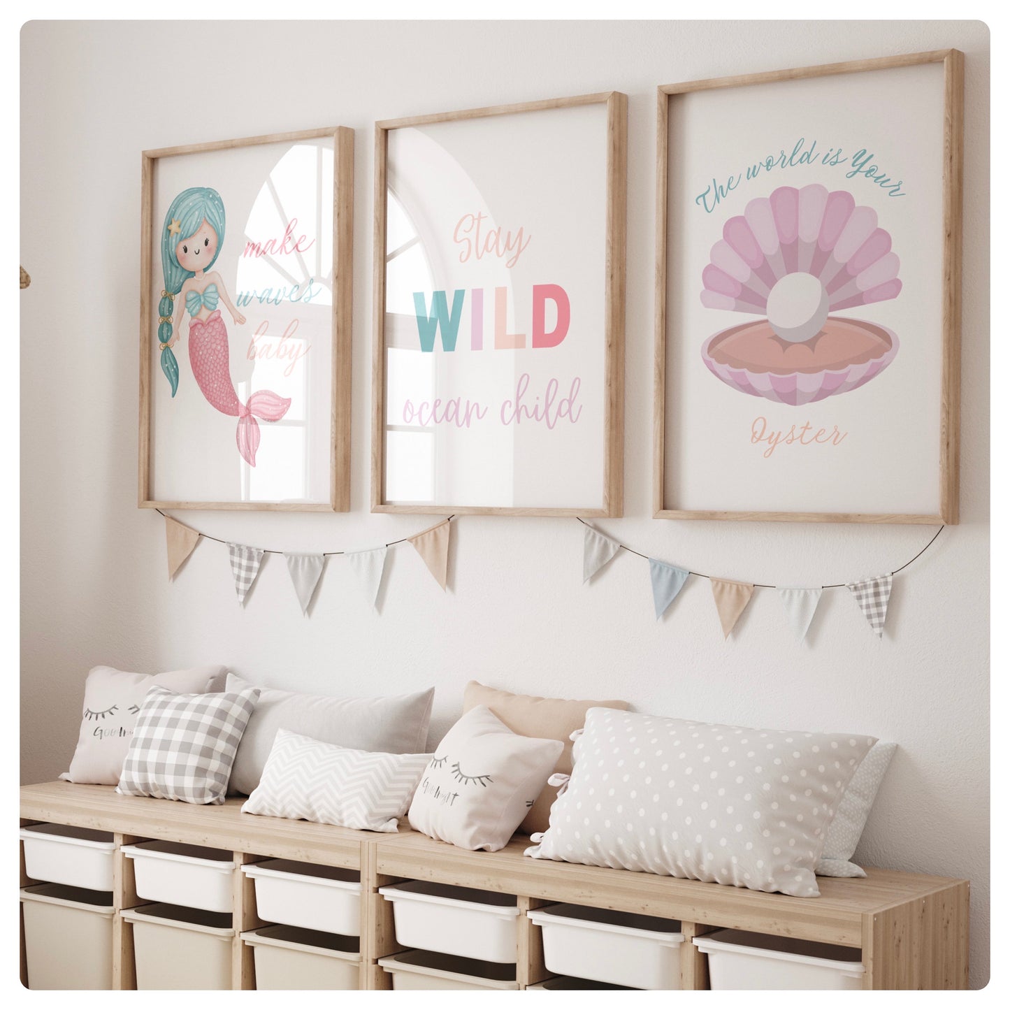 Mermaid “stay wild ocean child” set of 3 prints