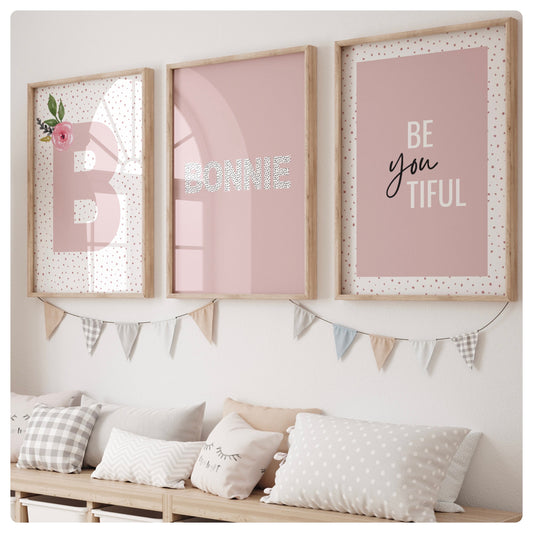 BeYouTiful personalised set of 3 prints