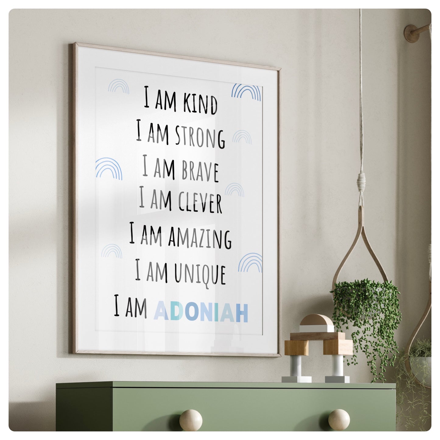 Affirmation personalised rainbow print