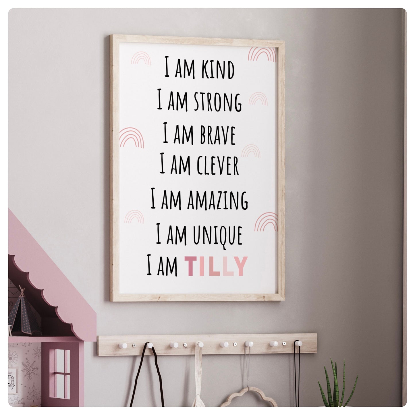 Affirmation personalised rainbow print