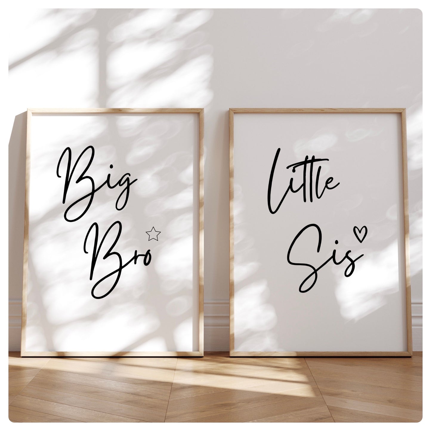 Sibling black and white set of 2 prints