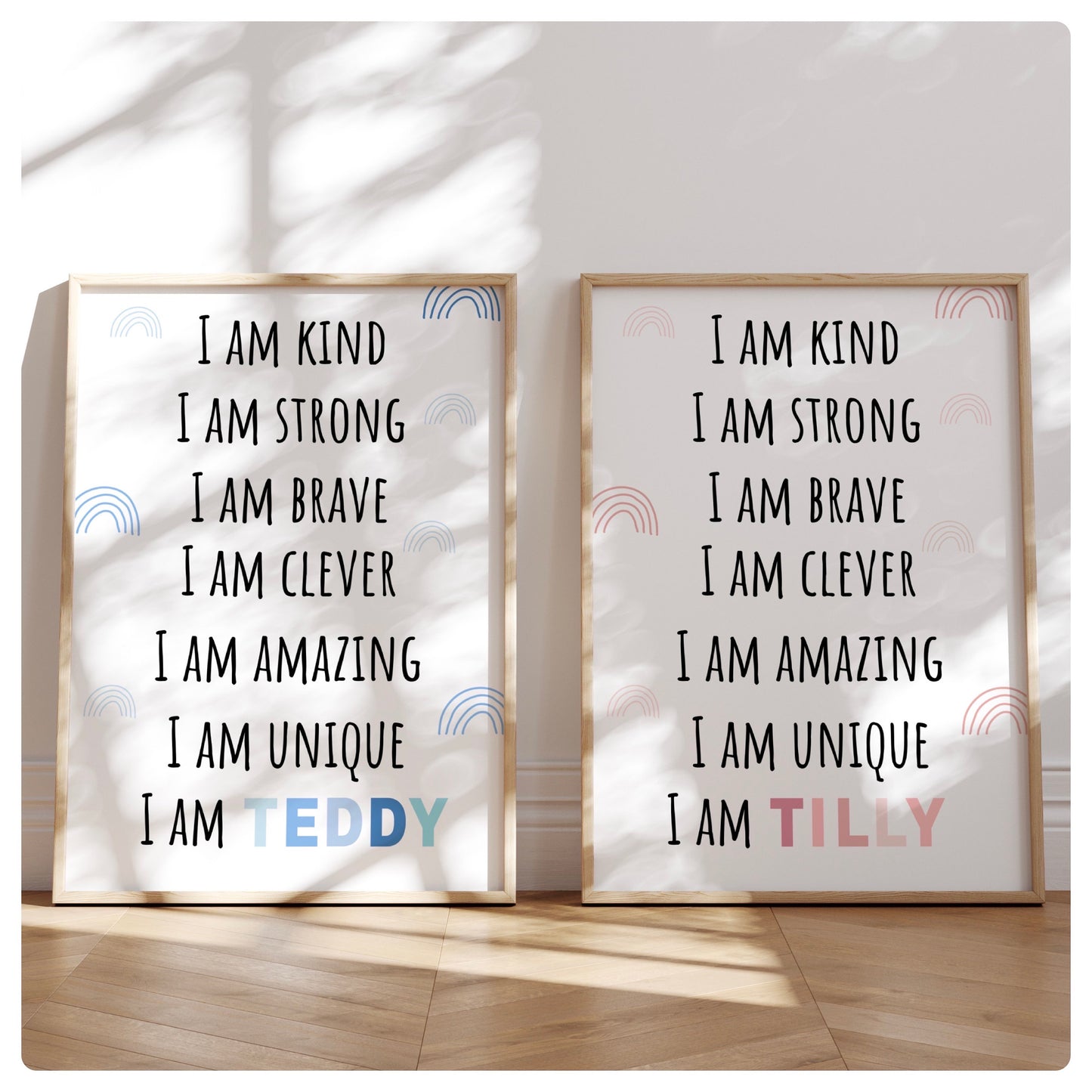 Affirmation personalised rainbow print