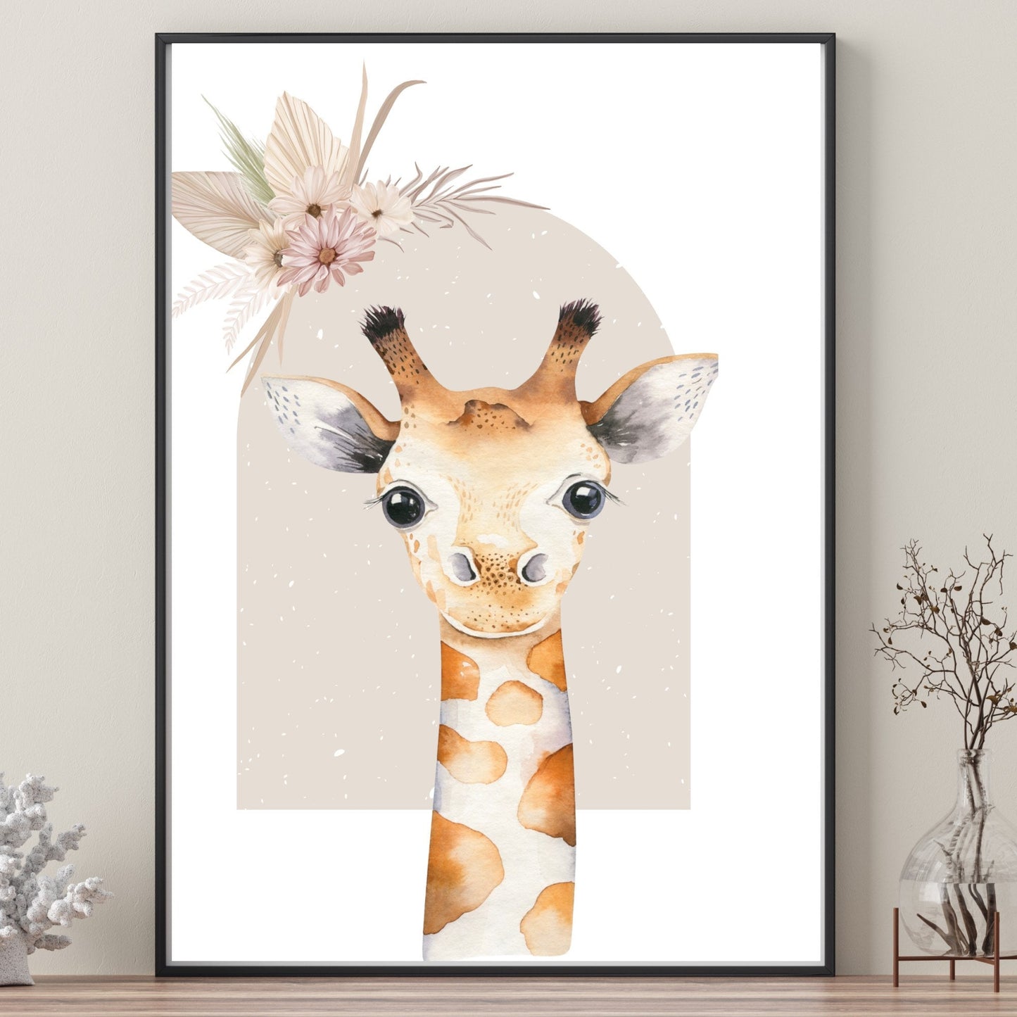 Safari animals girly set of 3 prints