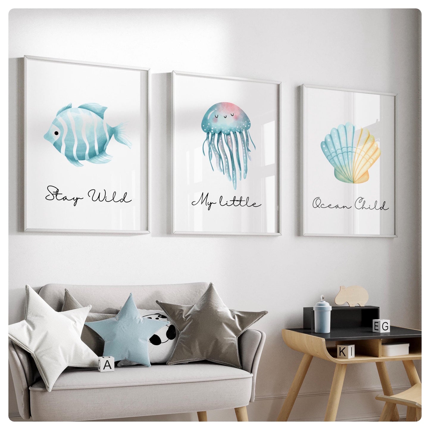Ocean themed quote set of 3 prints