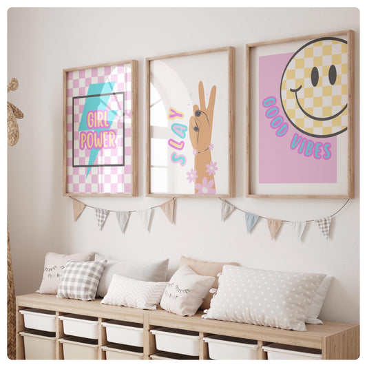 Retro bright style “Slay” set of 3 prints