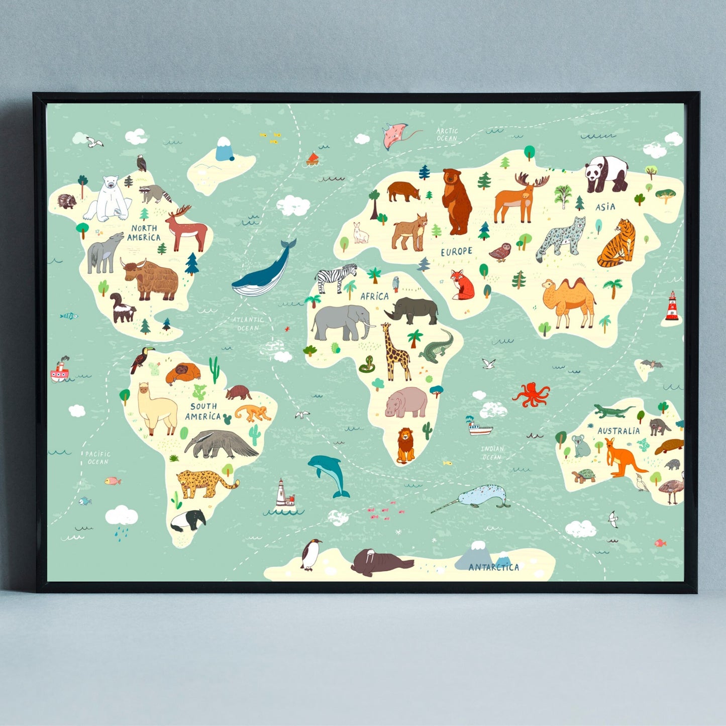 Animal world map  primts