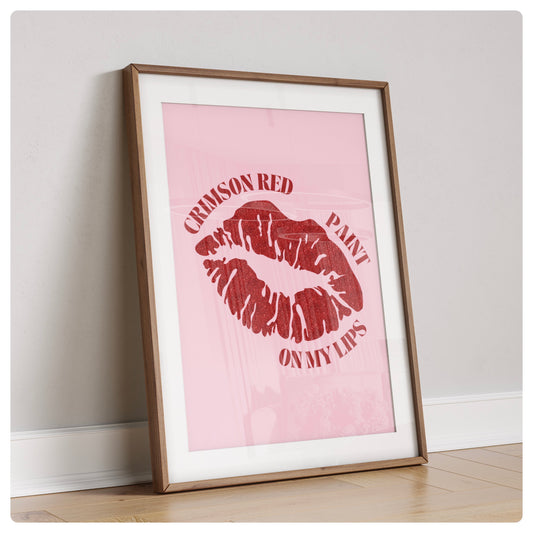Taylor Swift crimson red lips print