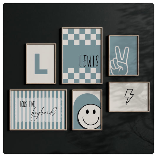 Set of 6 boys prints 2 A3 & 4 A4