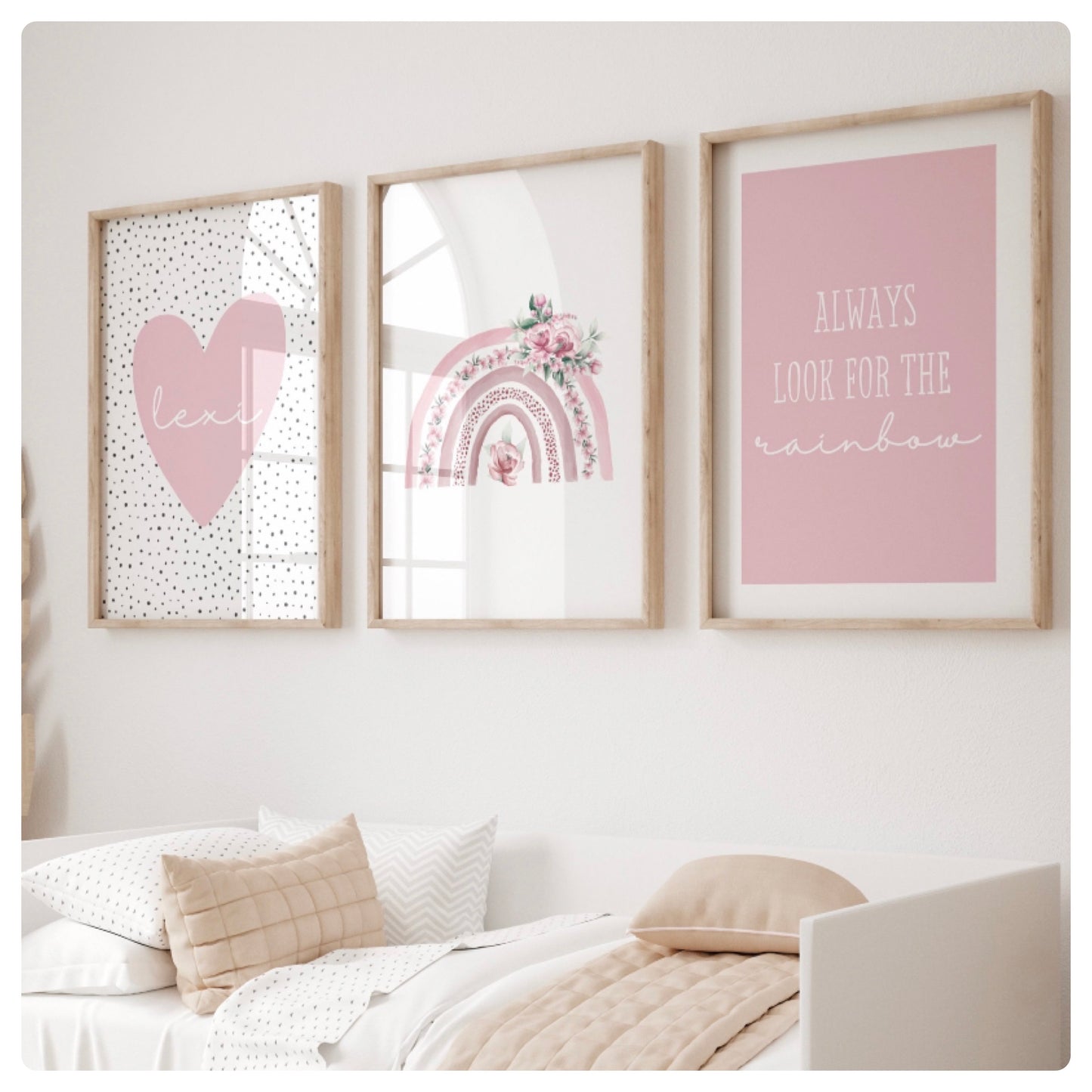 Rainbow “always look for the rainbow” set of 3 prints