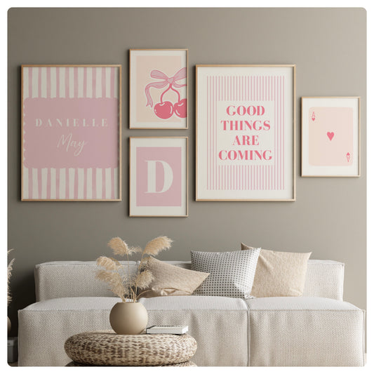 Set of 5 girly prints. 2 A3 & 3 A4 prints