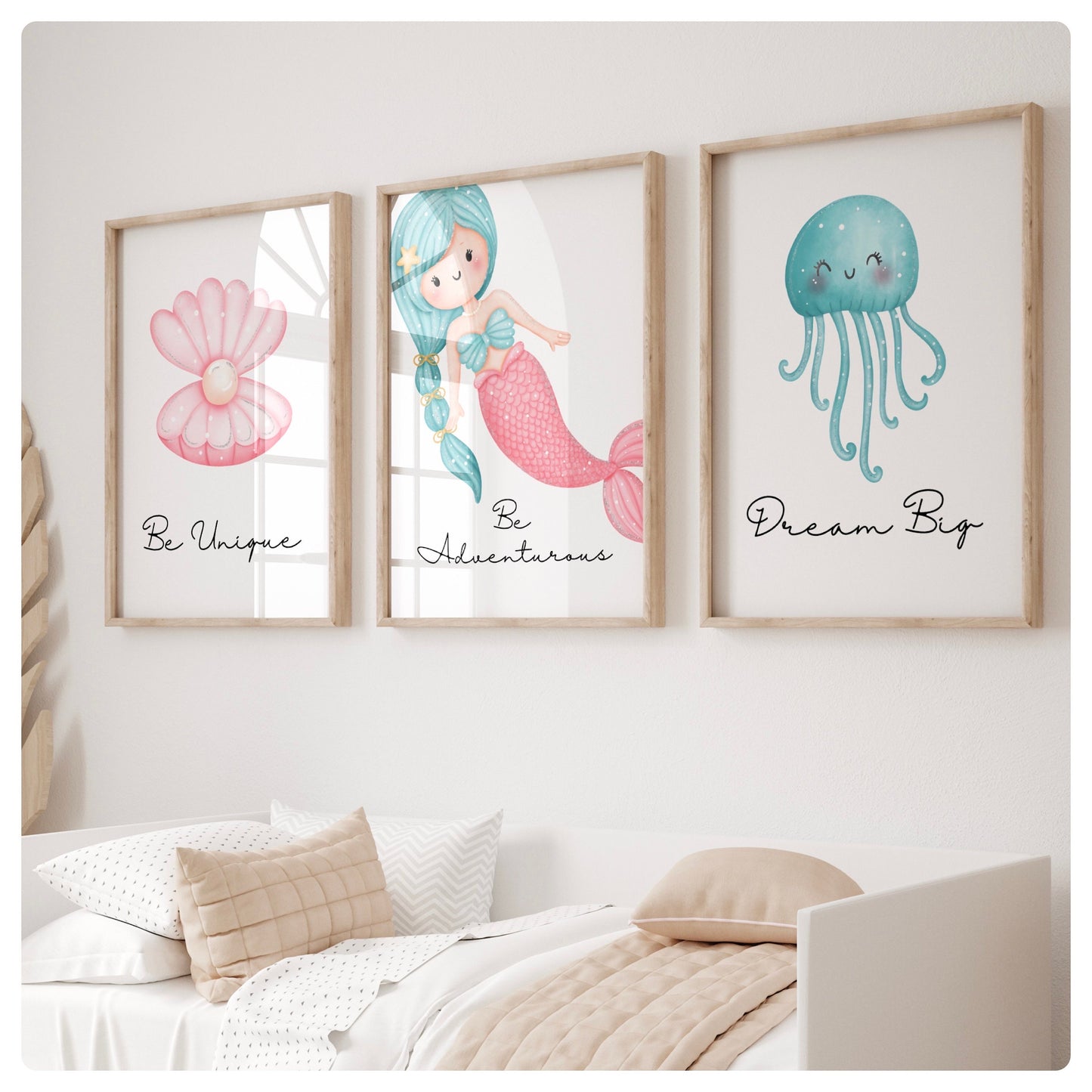 Mermaid quoted set of 3 prints