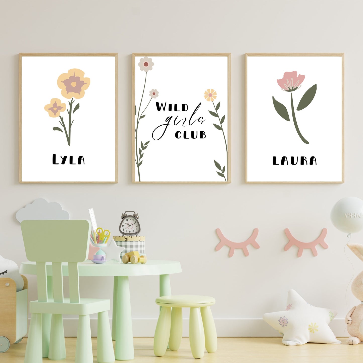 Sisters wild girls club set of 3 prints