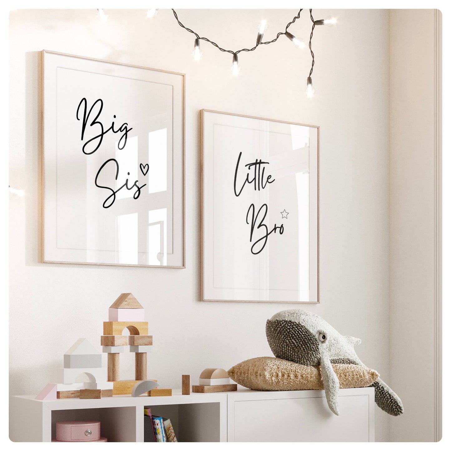 Sibling black and white set of 2 prints