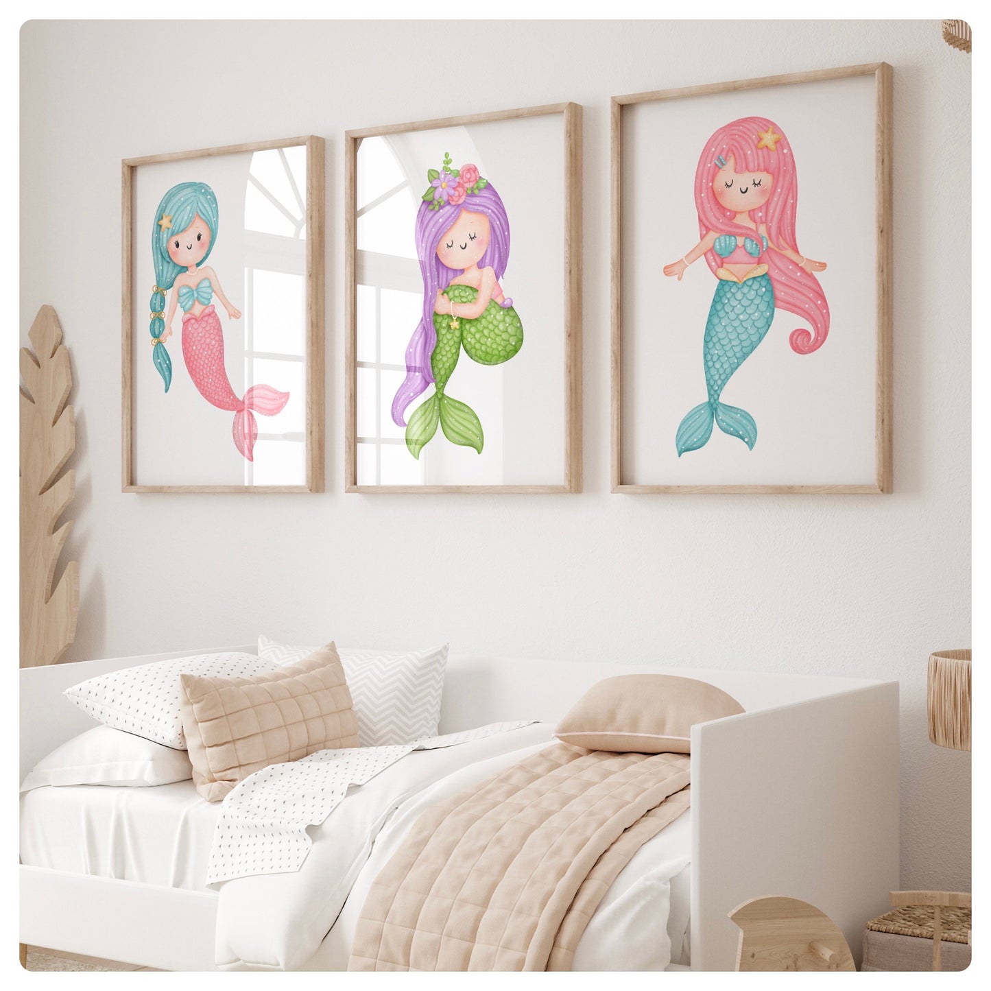 mermaid bright set of 3 prints